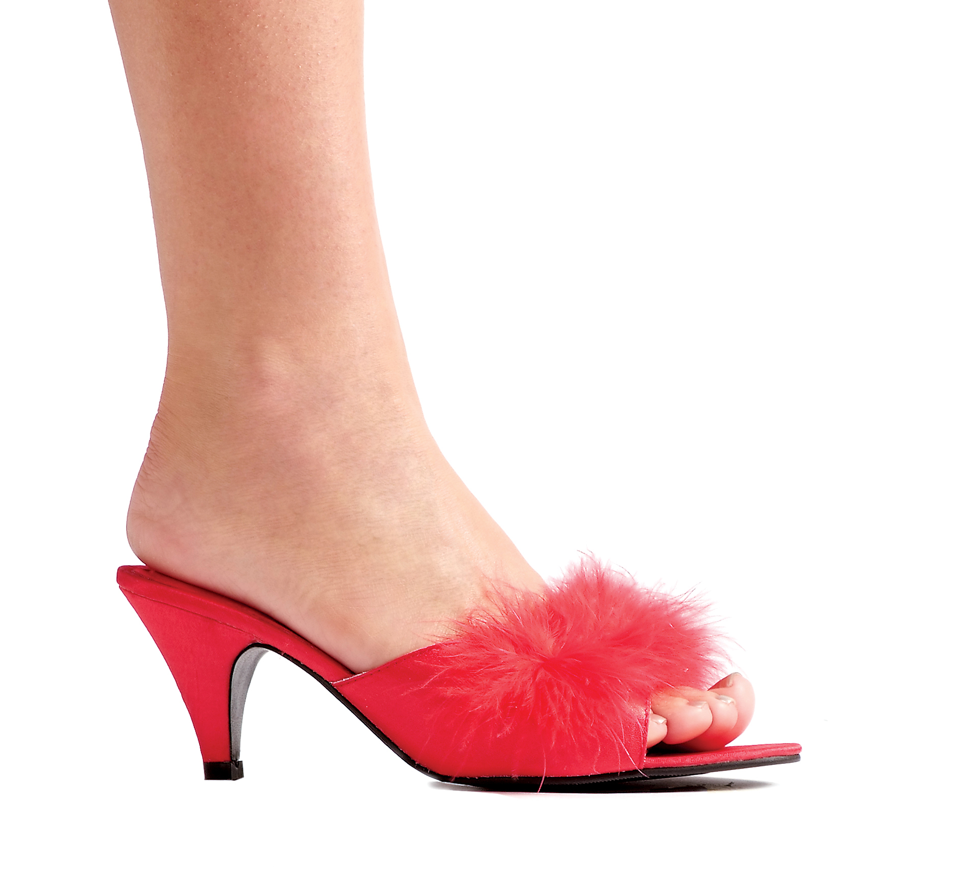 Phoebe - 2.5 Inch Satin Maribou Slippers